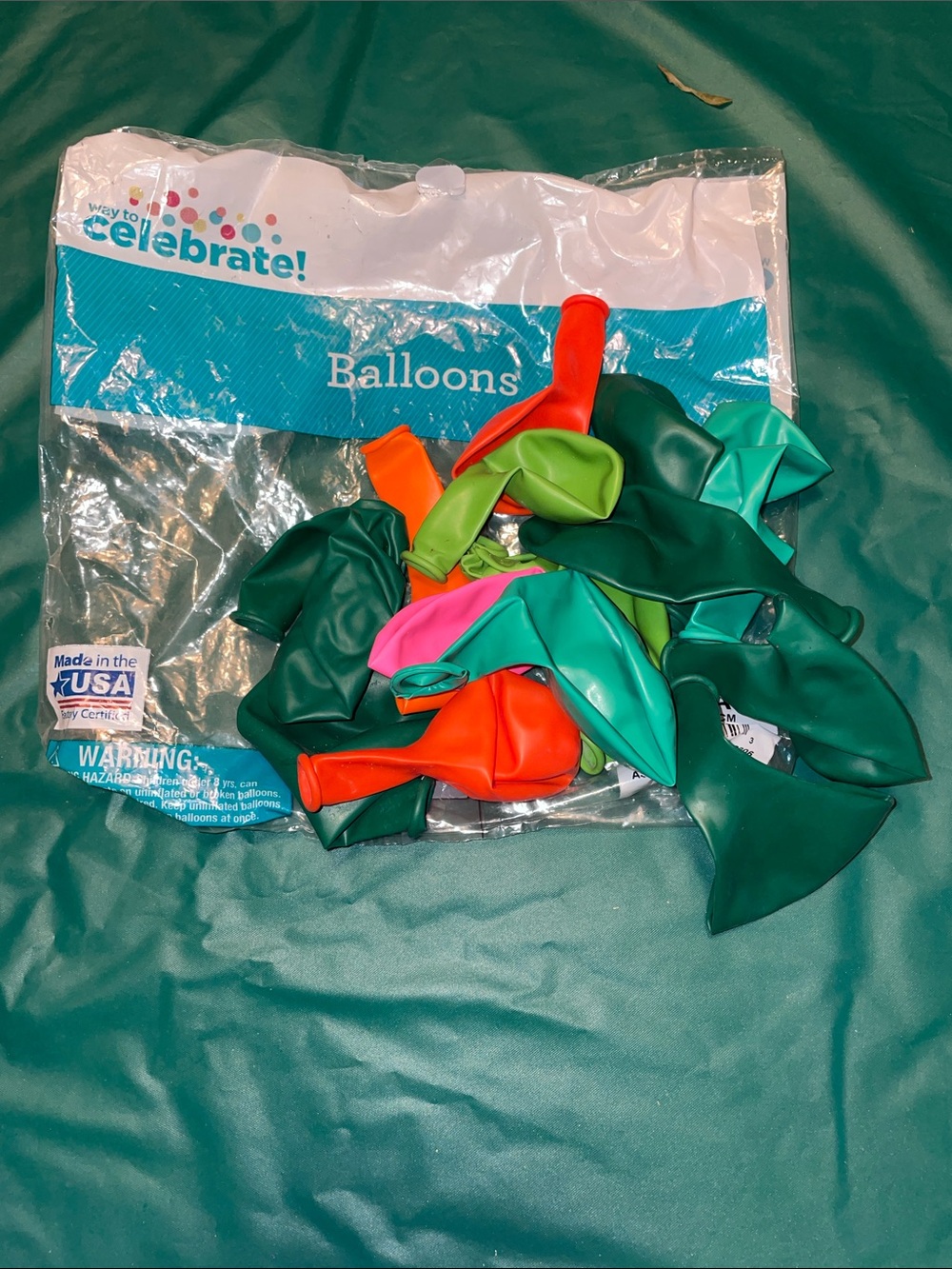 Celebrate! Assorted Party Balloons — Green, Orange & Pink